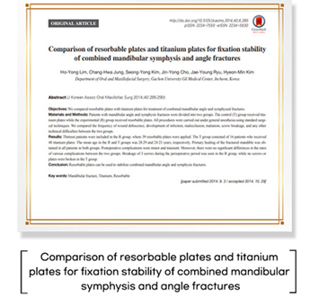 Comparison of resorbable plates and titanium plates for fixation stability of combined mandibular symphysis and angle fractures.